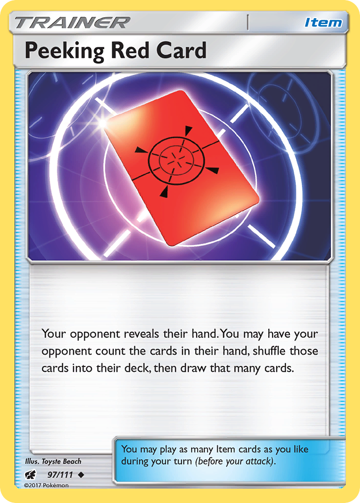 Peeking Red Card (97/111) [Sun & Moon: Crimson Invasion] | Gear Gaming Bentonville