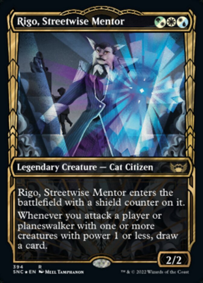 Rigo, Streetwise Mentor (Showcase Golden Age Gilded Foil) [Streets of New Capenna] | Gear Gaming Bentonville