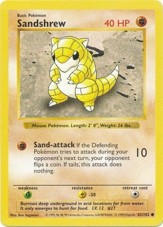 Sandshrew (62/102) [Base Set Shadowless Unlimited] | Gear Gaming Bentonville