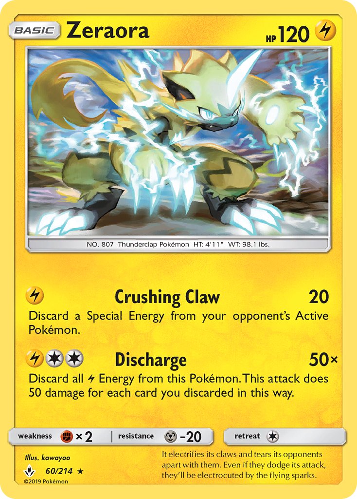 Zeraora (60/214) (Cracked Ice Holo) (Theme Deck Exclusive) [Sun & Moon: Unbroken Bonds] | Gear Gaming Bentonville