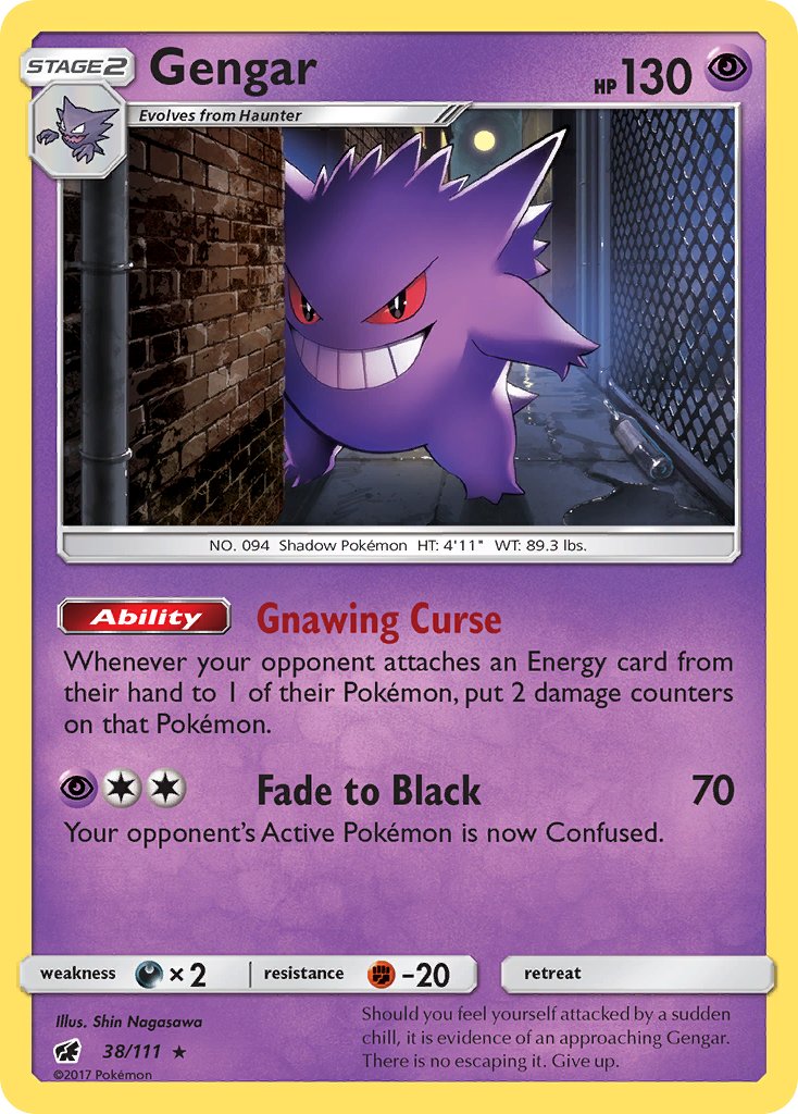 Gengar (38/111) (Prerelease Kit Exclusive) (Theme Deck Exclusive) [Sun & Moon: Crimson Invasion] | Gear Gaming Bentonville