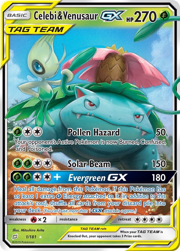 Celebi & Venusaur GX (1/181) [Sun & Moon: Team Up] | Gear Gaming Bentonville