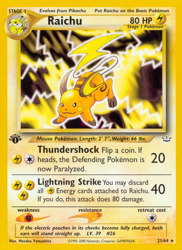 Raichu (21/64) [Neo Revelation 1st Edition] | Gear Gaming Bentonville