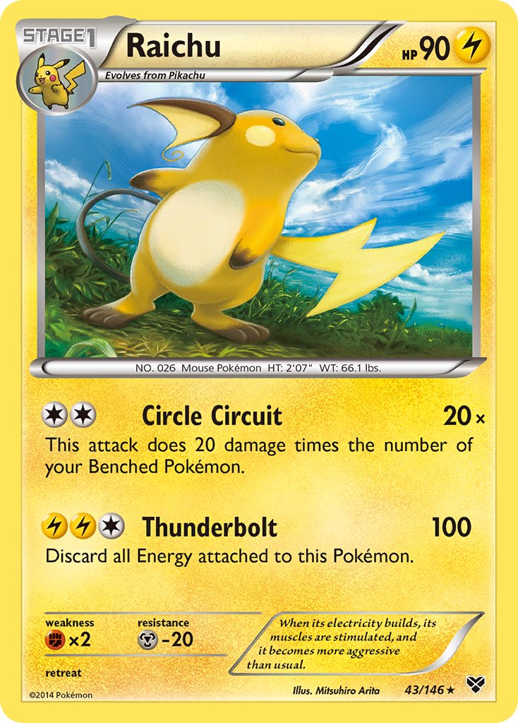 Raichu (43/146) (Battle Arena Deck Exclusive) (Theme Deck Exclusive) [XY: Base Set] | Gear Gaming Bentonville