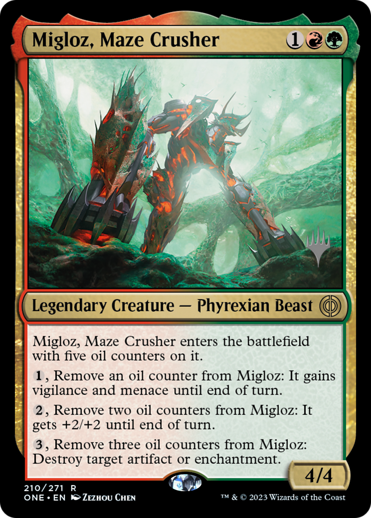 Migloz, Maze Crusher (Promo Pack) [Phyrexia: All Will Be One Promos] | Gear Gaming Bentonville