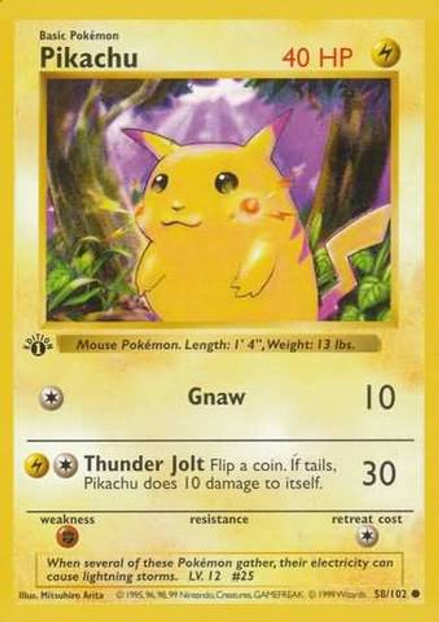 Pikachu (58/102) (Red Cheeks Misprint) [Base Set 1st Edition] | Gear Gaming Bentonville