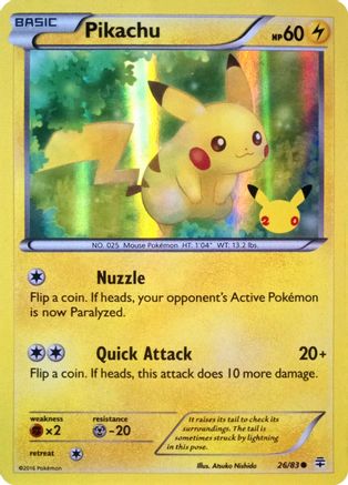 Pikachu (26/83) (20th Anniversary) [XY: Generations] | Gear Gaming Bentonville