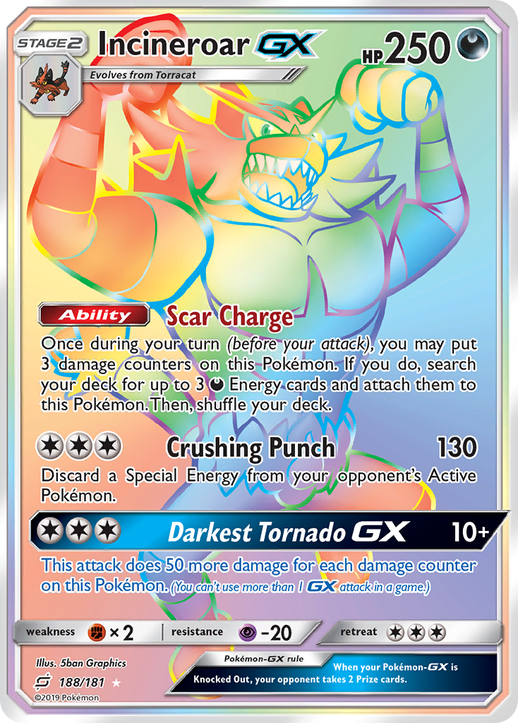 Incineroar GX (188/181) [Sun & Moon: Team Up] | Gear Gaming Bentonville