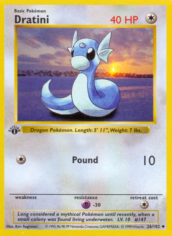 Dratini (26/102) (Shadowless) [Base Set 1st Edition] | Gear Gaming Bentonville