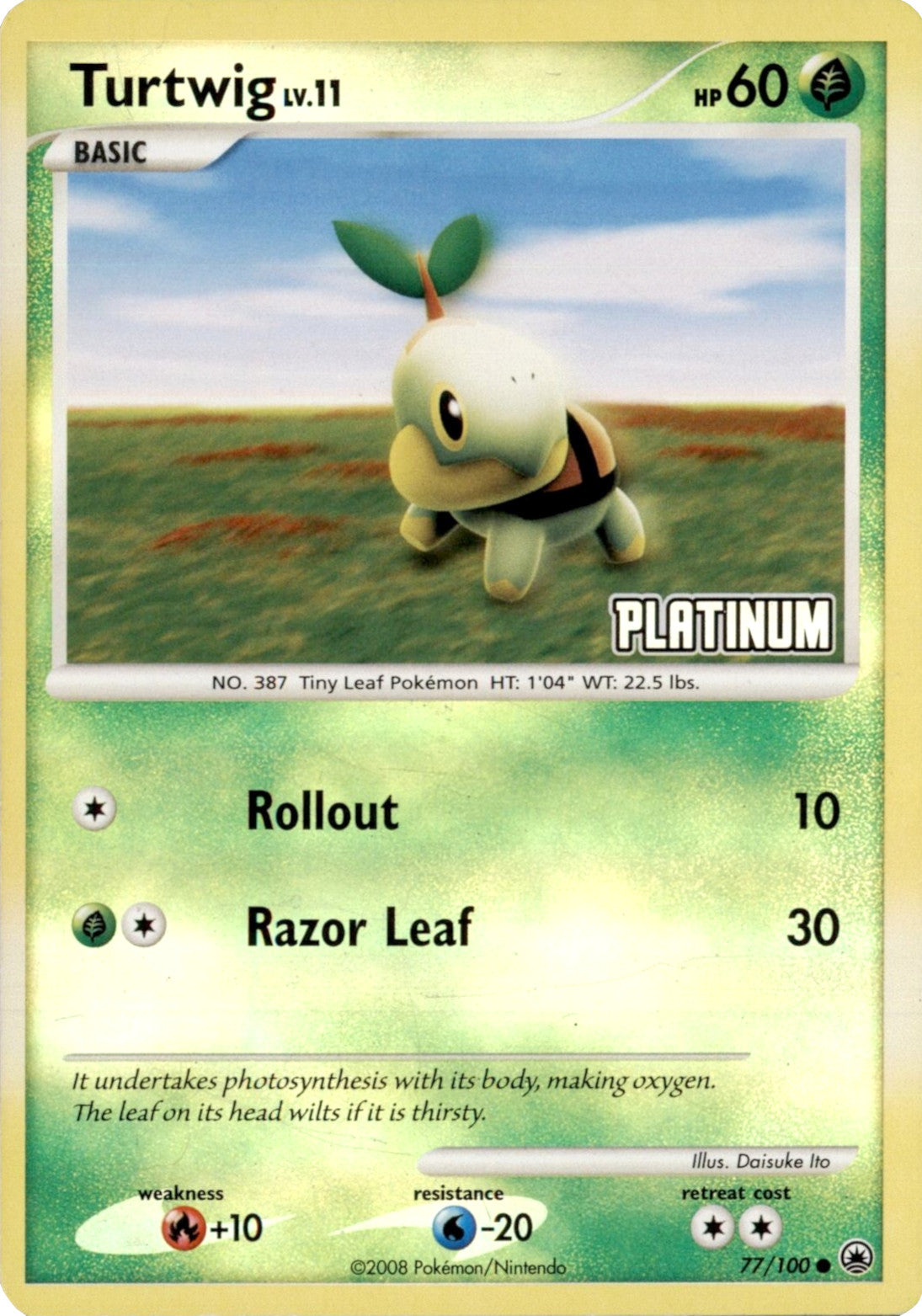 Turtwig LV.11 (77/100) (Platinum) [Burger King Promos: 2008 Collection] | Gear Gaming Bentonville