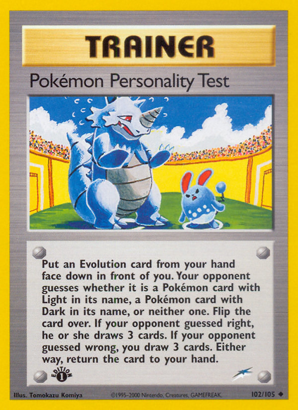 Pokemon Personality Test (102/105) [Neo Destiny 1st Edition] | Gear Gaming Bentonville