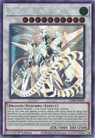 Crystal Clear Wing Synchro Dragon [LED8-EN005] Ghost Rare | Gear Gaming Bentonville