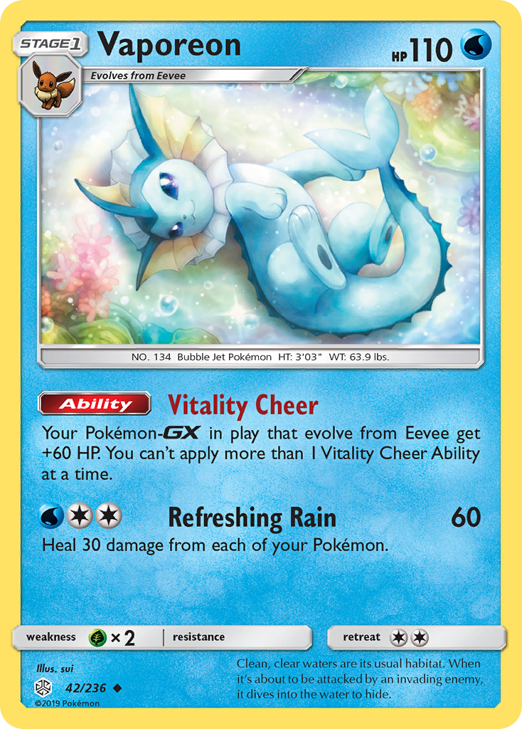 Vaporeon (42/236) [Sun & Moon: Cosmic Eclipse] | Gear Gaming Bentonville