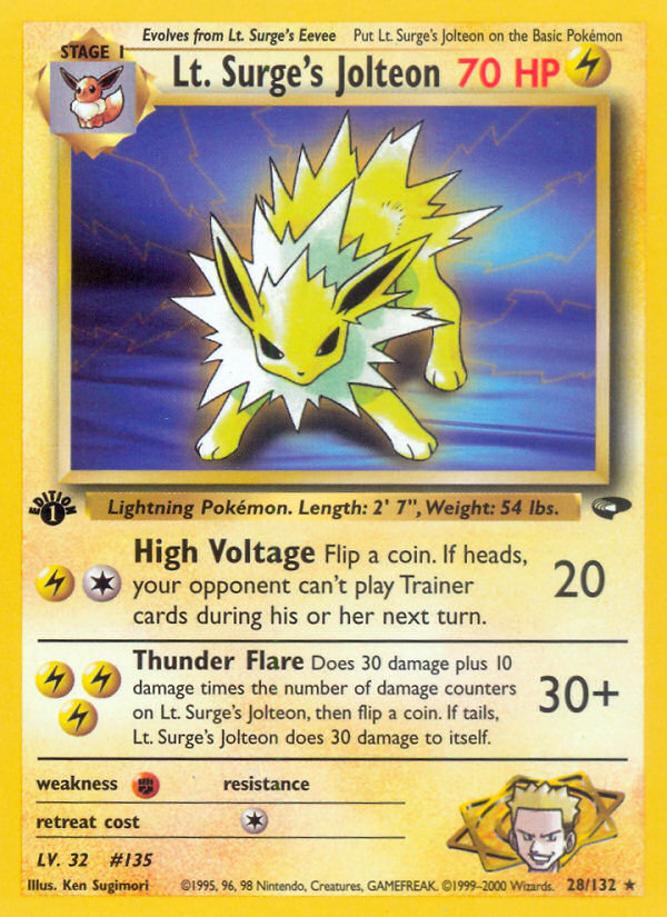 Lt. Surge's Jolteon (28/132) [Gym Challenge 1st Edition] | Gear Gaming Bentonville