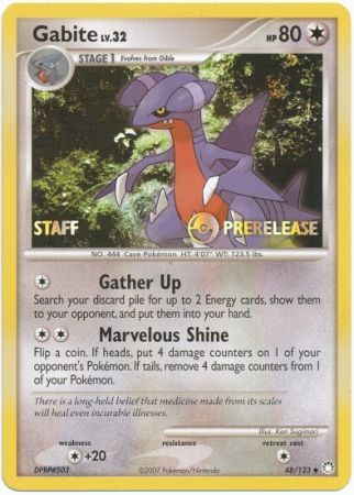 Gabite (48/123) (Staff Prerelease Promo) [Diamond & Pearl: Black Star Promos] | Gear Gaming Bentonville