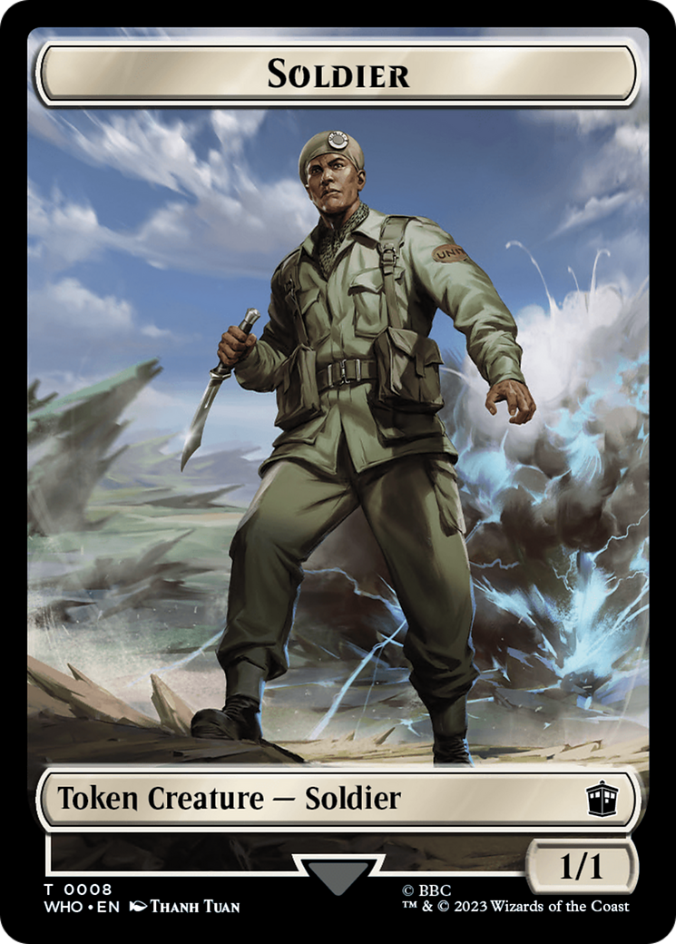 Soldier // Alien Warrior Double-Sided Token [Doctor Who Tokens] | Gear Gaming Bentonville