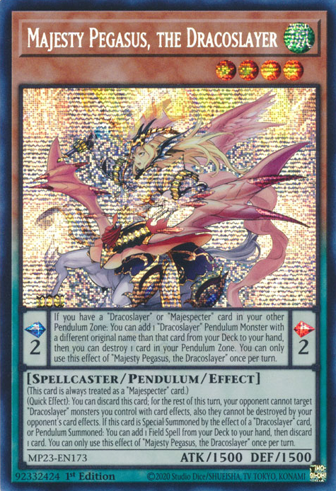 Majesty Pegasus, the Dracoslayer [MP23-EN173] Prismatic Secret Rare | Gear Gaming Bentonville