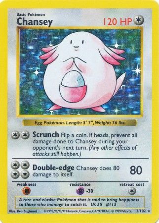 Chansey (3/102) [Base Set Shadowless Unlimited] | Gear Gaming Bentonville