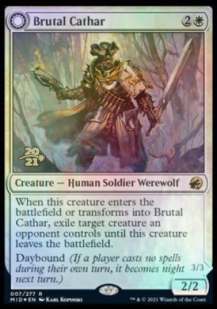 Brutal Cathar // Moonrage Brute [Innistrad: Midnight Hunt Prerelease Promos] | Gear Gaming Bentonville