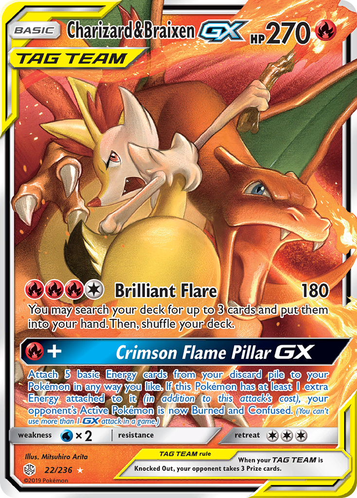 Charizard & Braixen GX (22/236) [Sun & Moon: Cosmic Eclipse] | Gear Gaming Bentonville