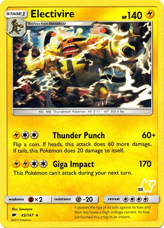 Electivire (43/147) (Pikachu Stamp #53) [Battle Academy 2020] | Gear Gaming Bentonville