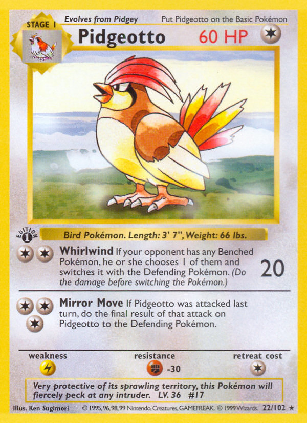 Pidgeotto (22/102) (Shadowless) [Base Set 1st Edition] | Gear Gaming Bentonville