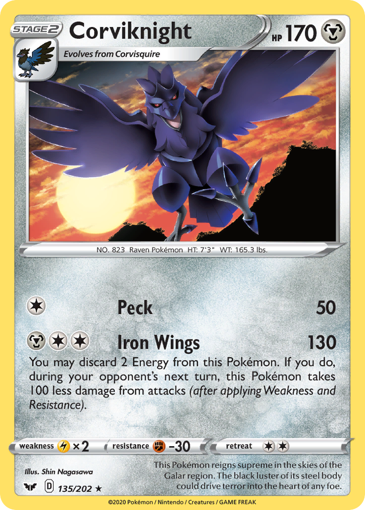 Corviknight (135/202) [Sword & Shield: Base Set] | Gear Gaming Bentonville