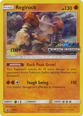 Regirock (SM74) (Staff Prerelease Promo) [Sun & Moon: Black Star Promos] | Gear Gaming Bentonville