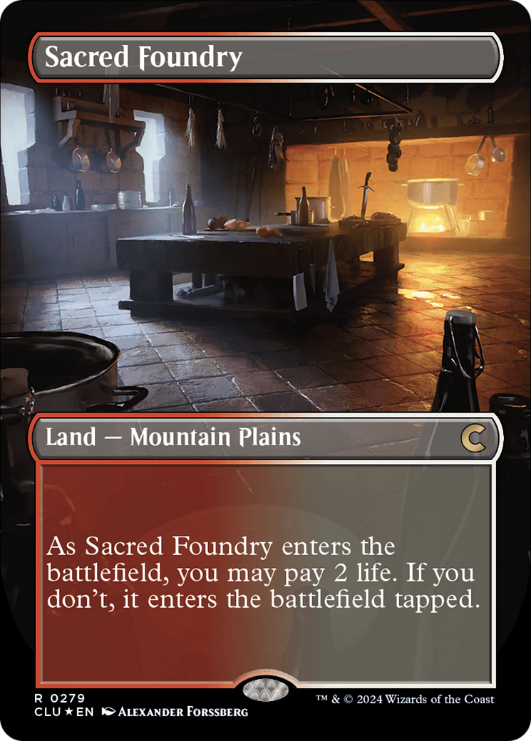 Sacred Foundry (Borderless) [Ravnica: Clue Edition] | Gear Gaming Bentonville