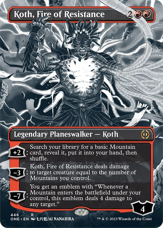 Koth, Fire of Resistance (Borderless Manga Step-and-Compleat Foil) [Phyrexia: All Will Be One] | Gear Gaming Bentonville