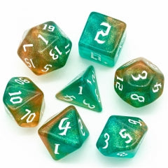 Brown/Blue Glitter 7pcs Dice Set | Gear Gaming Bentonville