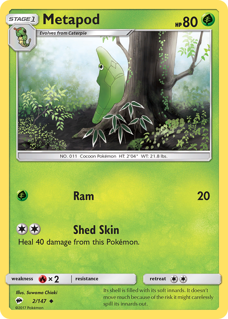 Metapod (2/147) [Sun & Moon: Burning Shadows] | Gear Gaming Bentonville