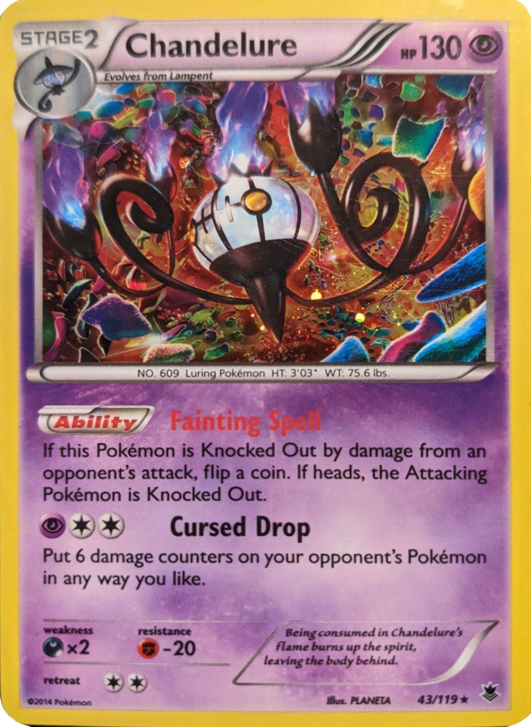 Chandelure (43/119) (Cosmos Holo) [XY: Phantom Forces] | Gear Gaming Bentonville