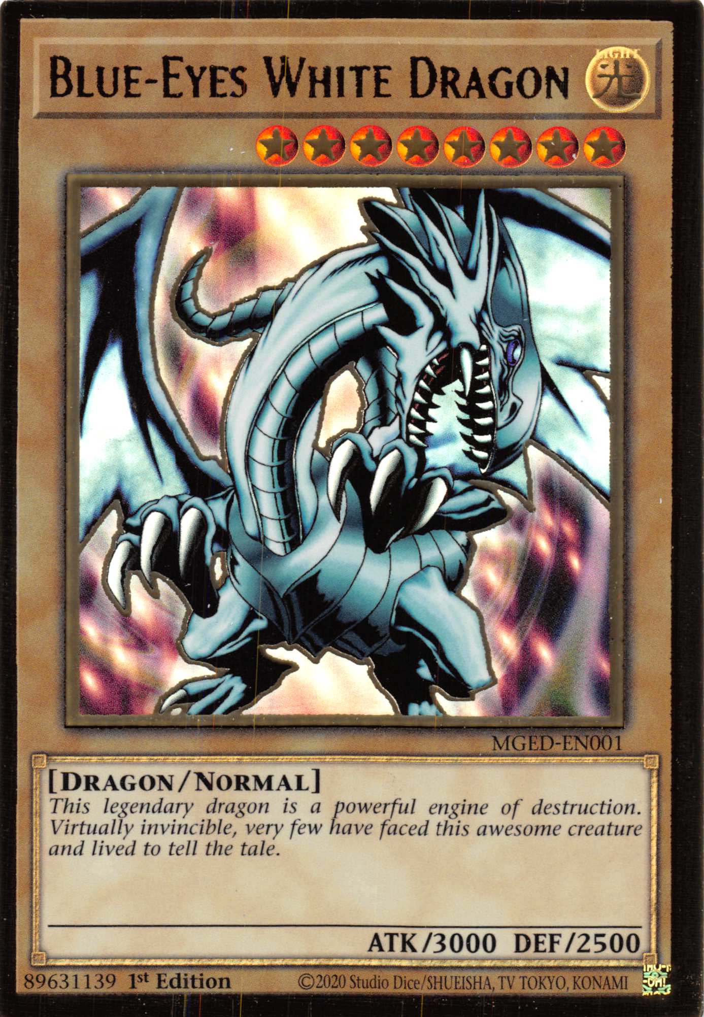 Blue-Eyes White Dragon (Alternate Art) [MGED-EN001] Gold Rare | Gear Gaming Bentonville