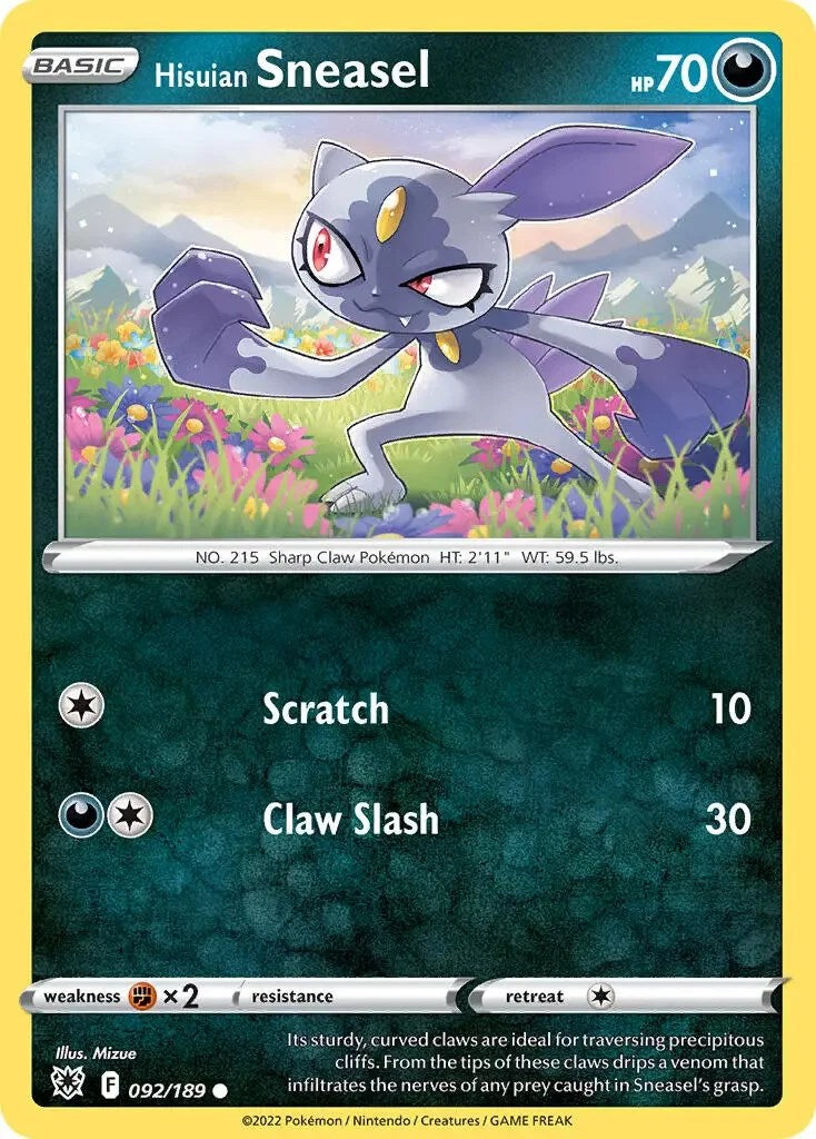 Hisuian Sneasel (092/189) (Theme Deck Exclusive) [Sword & Shield: Astral Radiance] | Gear Gaming Bentonville