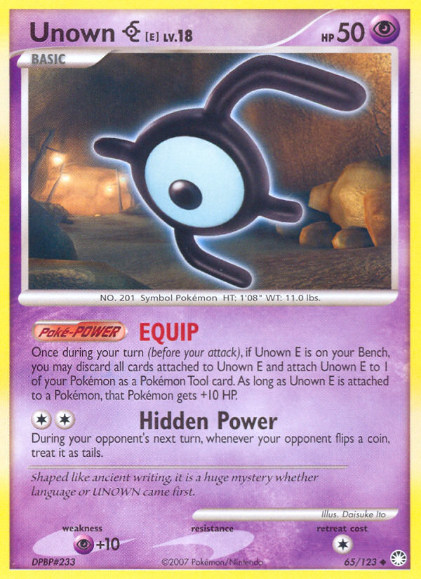 Unown E (65/123) [Diamond & Pearl: Mysterious Treasures] | Gear Gaming Bentonville