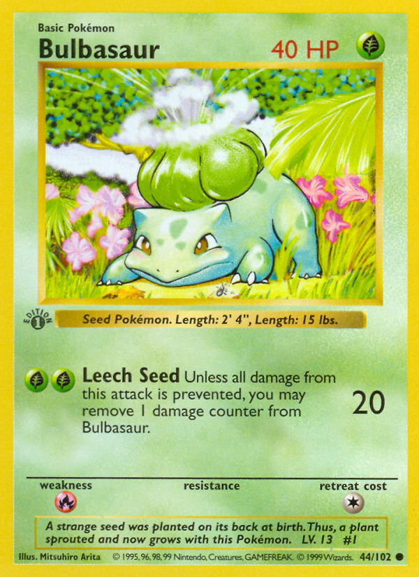 Bulbasaur (44/102) (Shadowless) [Base Set 1st Edition] | Gear Gaming Bentonville