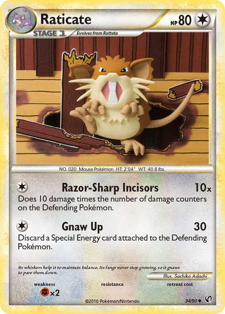 Raticate (34/90) [HeartGold & SoulSilver: Undaunted] | Gear Gaming Bentonville