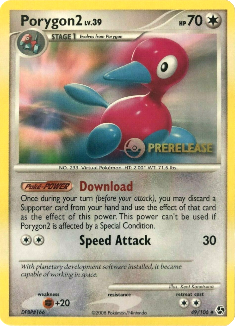 Porygon2 (49/106) (Prerelease Promo) [Diamond & Pearl: Black Star Promos] | Gear Gaming Bentonville