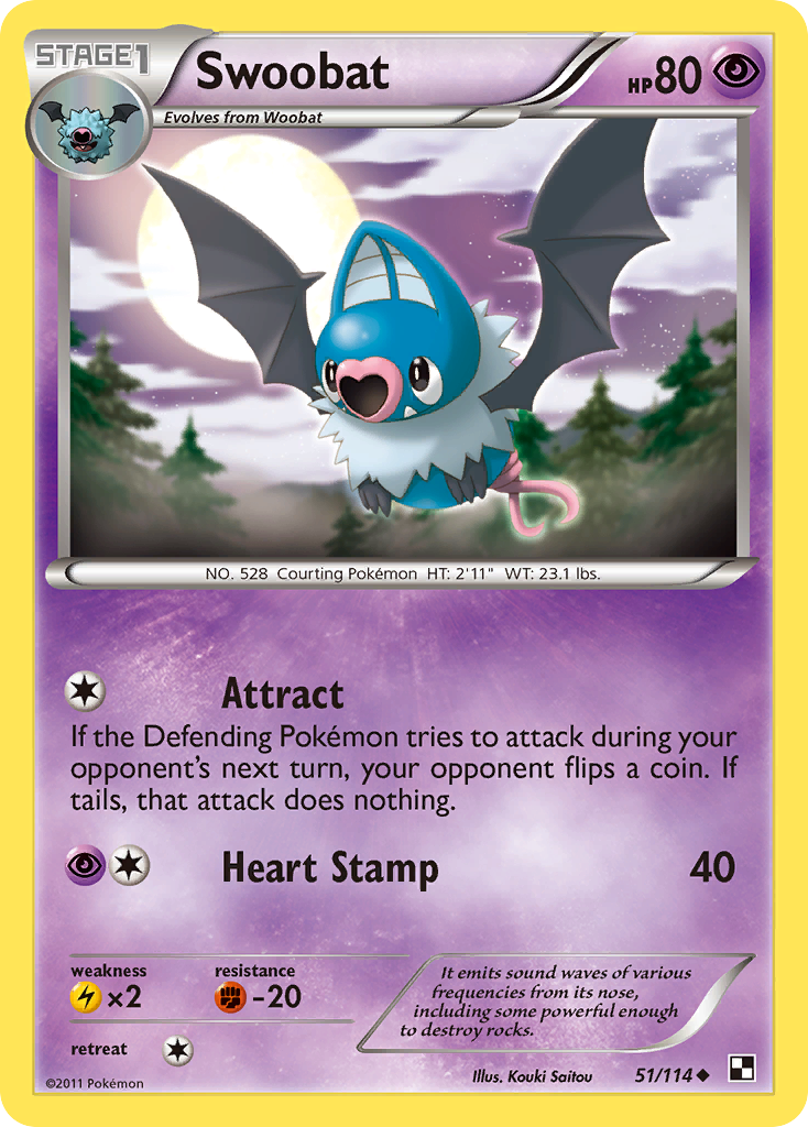 Swoobat (51/114) [Black & White: Base Set] | Gear Gaming Bentonville