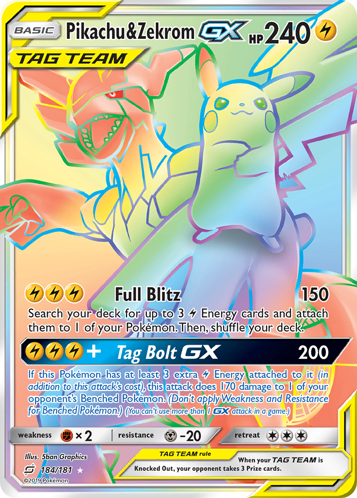 Pikachu & Zekrom GX (184/181) [Sun & Moon: Team Up] | Gear Gaming Bentonville