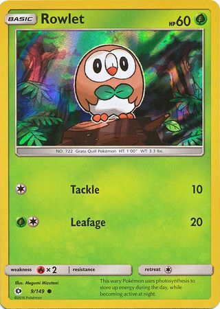 Rowlet (9/149) (Water Web Holo) [Sun & Moon: Base Set] | Gear Gaming Bentonville