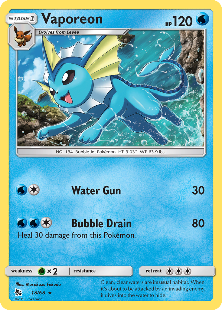 Vaporeon (18/68) [Sun & Moon: Hidden Fates] | Gear Gaming Bentonville