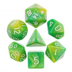 Green+Yellow Blend 7pcs Dice Set | Gear Gaming Bentonville