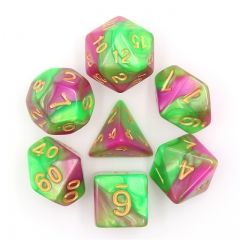 Rose Red+Green Blend 7pcs Dice Set | Gear Gaming Bentonville