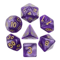 Purple with Gold Number Pearl 7pcs Dice Set | Gear Gaming Bentonville