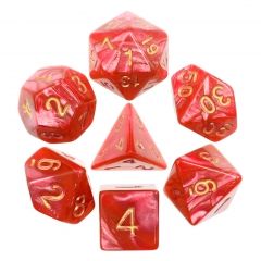 Red with Gold Numbers Pearl 7pcs Dice Set | Gear Gaming Bentonville