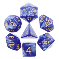 Blue with Gold Numbers Pearl 7pcs Dice Set | Gear Gaming Bentonville