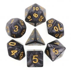 Black with Gold Numbers Pearl 7pcs Dice Set | Gear Gaming Bentonville