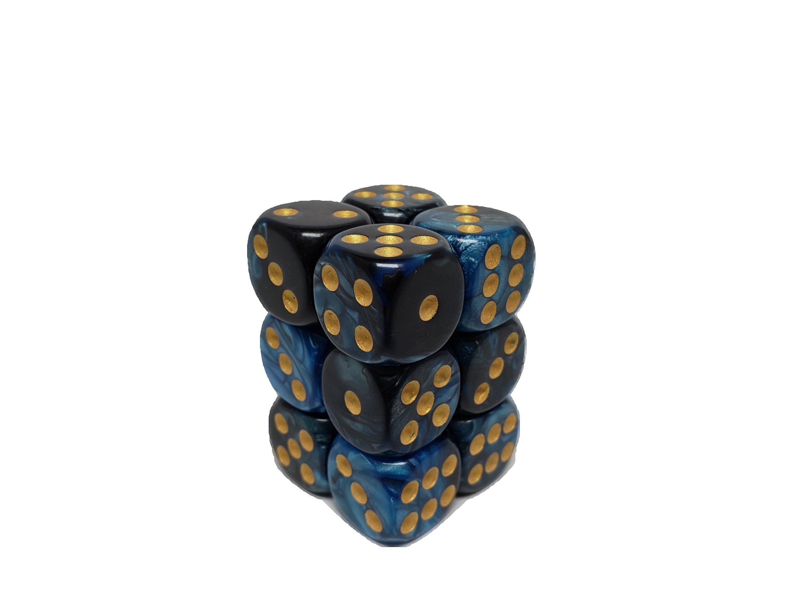 Dark Blue+Black 12 count 12mm Blend D6 Pip Dice | Gear Gaming Bentonville